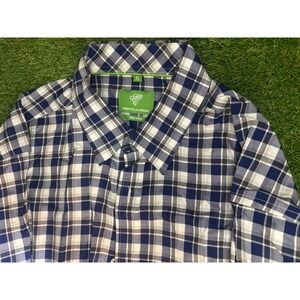 Croft & Barrow Mens XL Plaid Flannel Button Up Shirt White‎ Gray